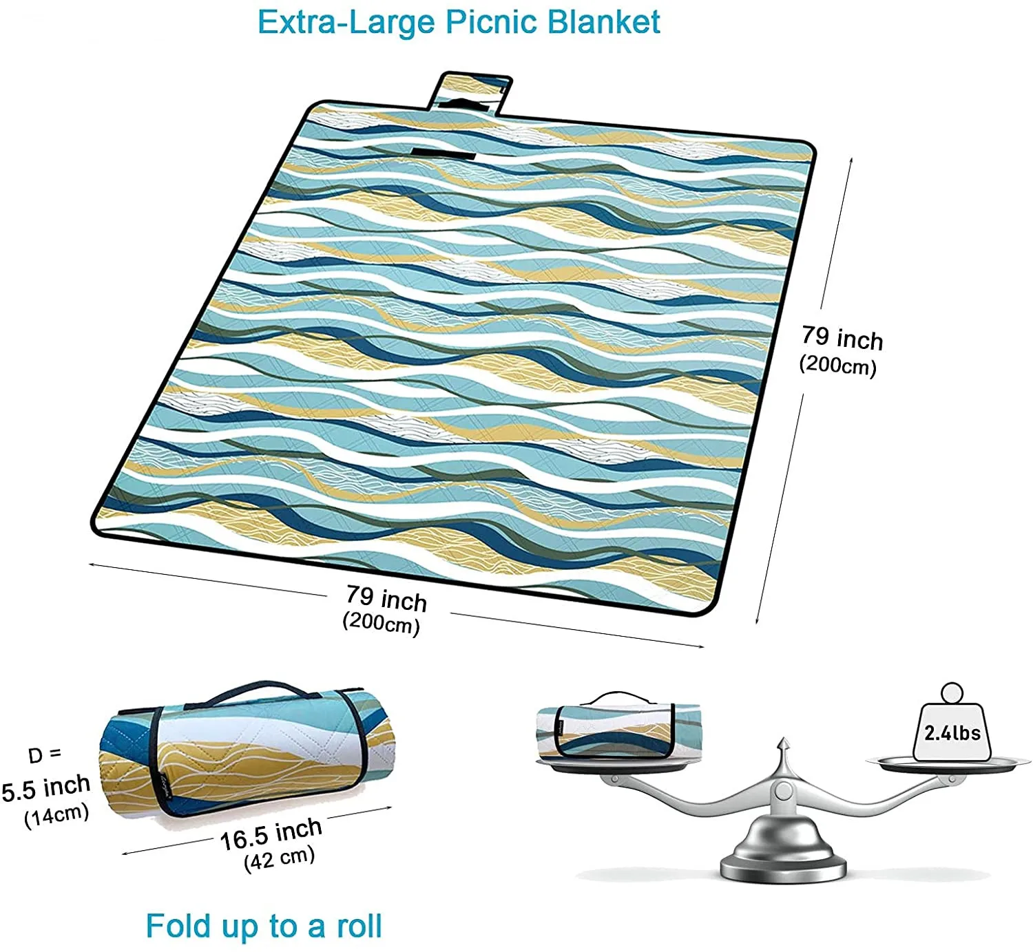 Extra Large Foldable Portable Waterproof Padded Picnic Blanket Outdoor Camping Mat Beach Rug for Lawn Barbecue Sand Desert