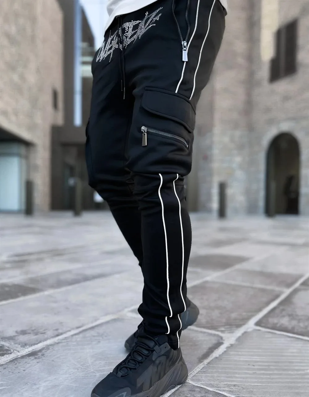 Custom Logo TG037 New arrival autumn elastic waist cargo pants long trousers reflective casual workout leggings
