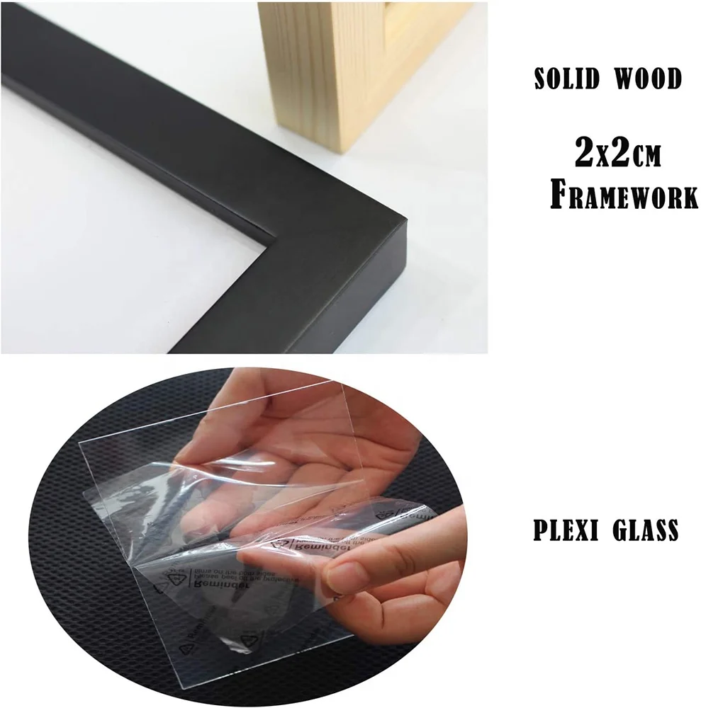 Black Picture Frame for Wall and Tabletop Display Photo Picture Frame with Clear Plexiglass for Vertical or Horizontal Display