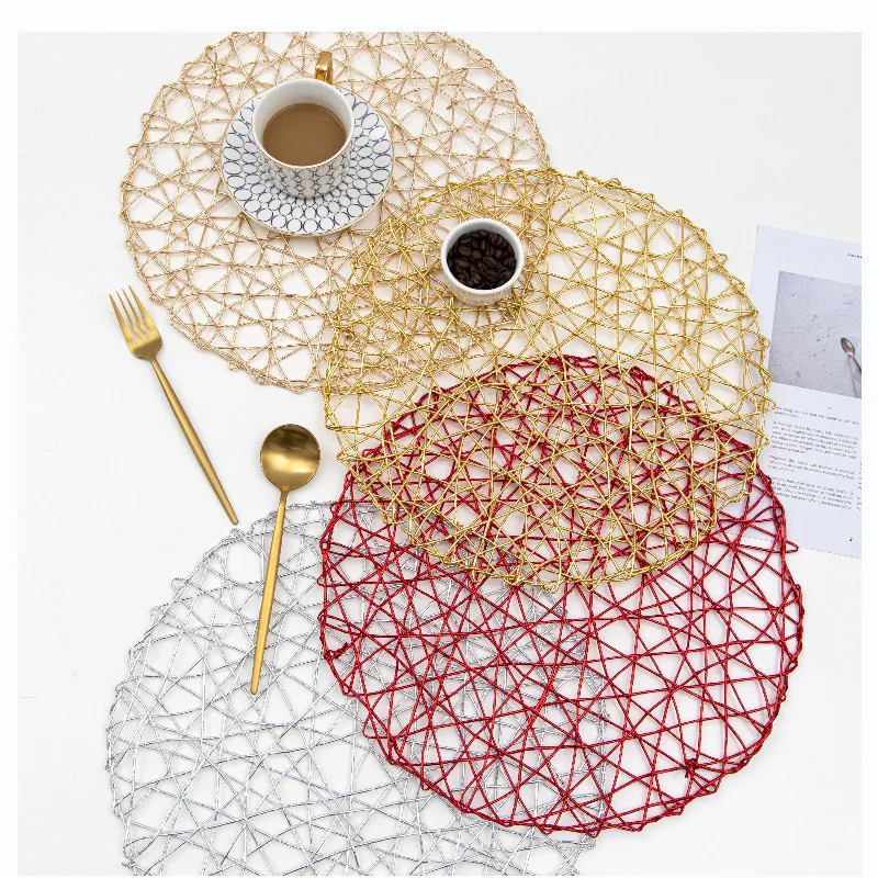 Wholesale cheap custom restaurant round paper table placemats for restaurant rose gold paper placemat tray mats hot