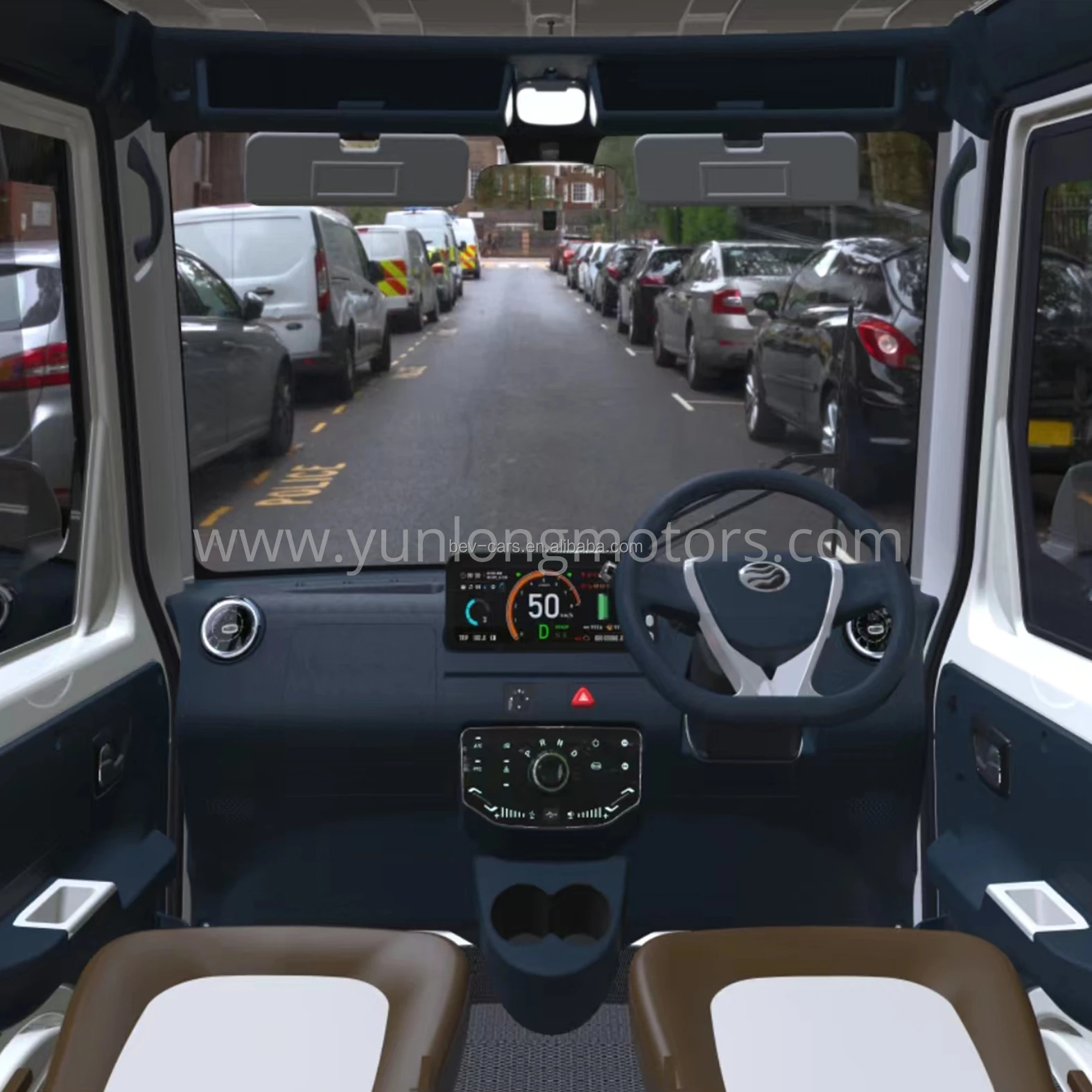 Yunlong electric van cargo truck utility vehicle EEC L7e 2 front seats electric delivery vehicle 80Km/h