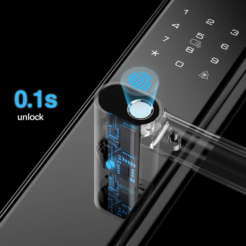 Laiu mortise biometric wifi app key card smart door lock with tuya function