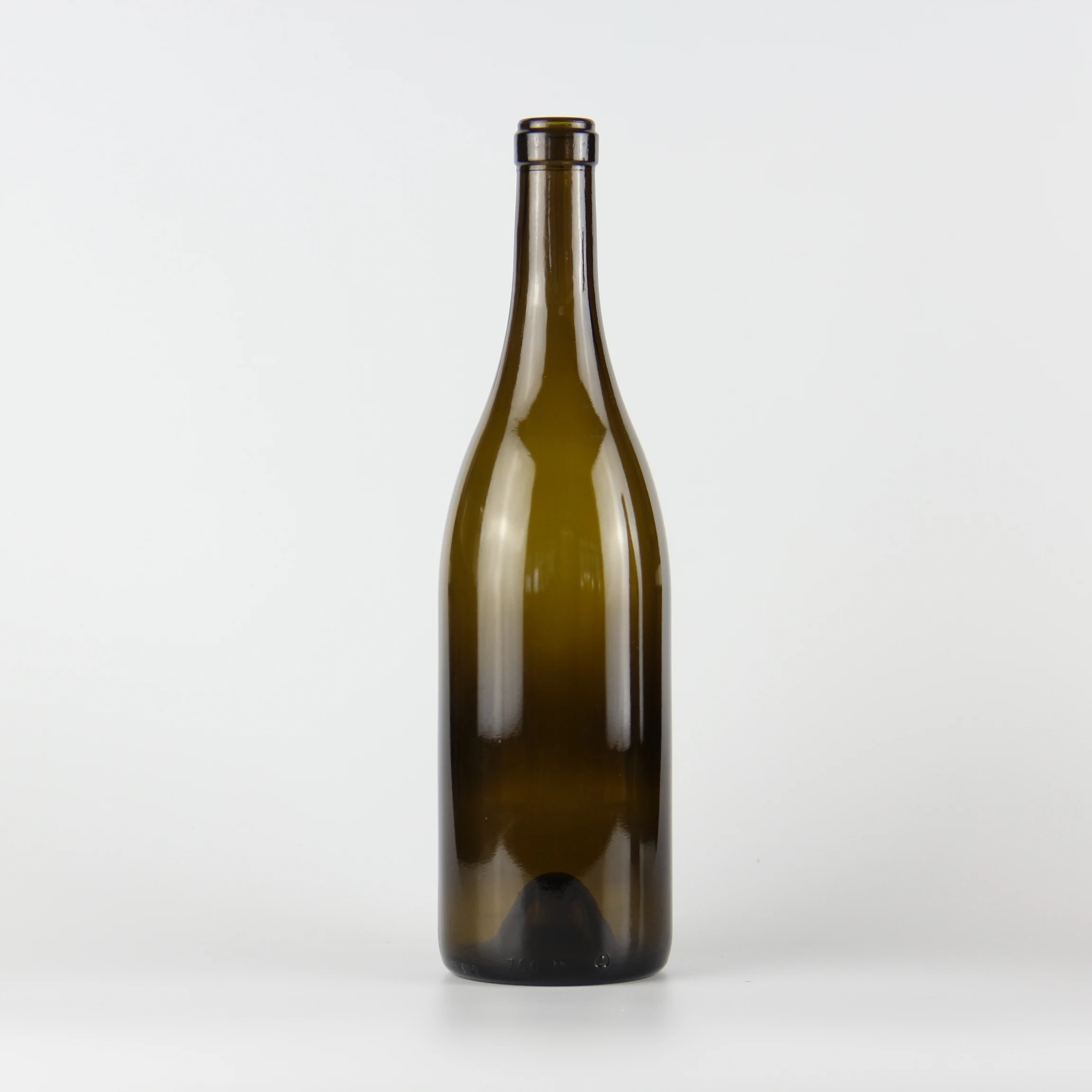 
High quality cork mouth antique green 750ml standard burgundy glass wine bottle 