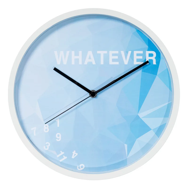 12 inch printed face battery operate plastic round quartz custom wall clock