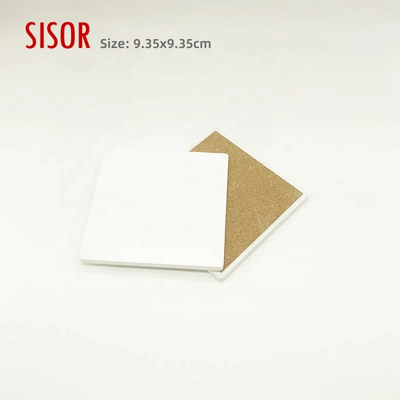 Wholesale DIY Square White Blank Tile Sublimation Ceramic Coaster Custom Ceramic Coasters With Cork Backed