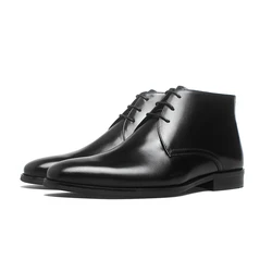 2021 Fashion Lace up Mens Shoes Brogues Lace-up Boots Genuine Cow Leather Men Ankle Military Boots