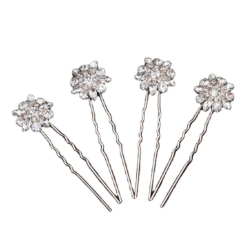 Европейская оптовая продажа, новый дизайн, простая заколка для волос, цветок, кристалл, ювелирные изделия для невесты, украшения для волос для свадебной вечеринки, подарок подружке невесты