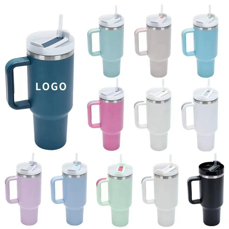40 Oz tumbler custom logo cup metal vacuum stainless steel travel mug 40oz 30oz tumbler with handle mug with lid and straw