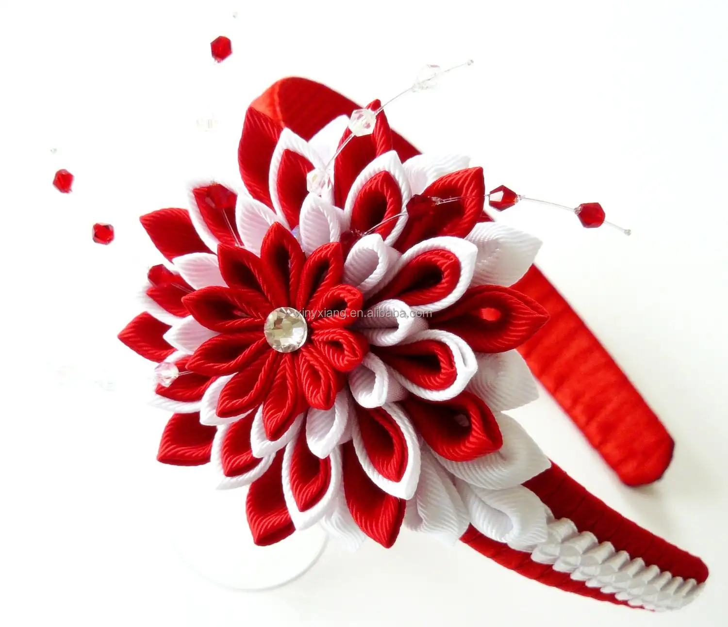 Factory custom Kanzashi headband/Fabric flower hairband/Flower head band handmade Fabric flower hair accessory