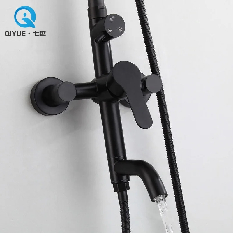 New bathroom sanitary wares single handle matte black stainless steel 304 bath rain shower mixer faucet set