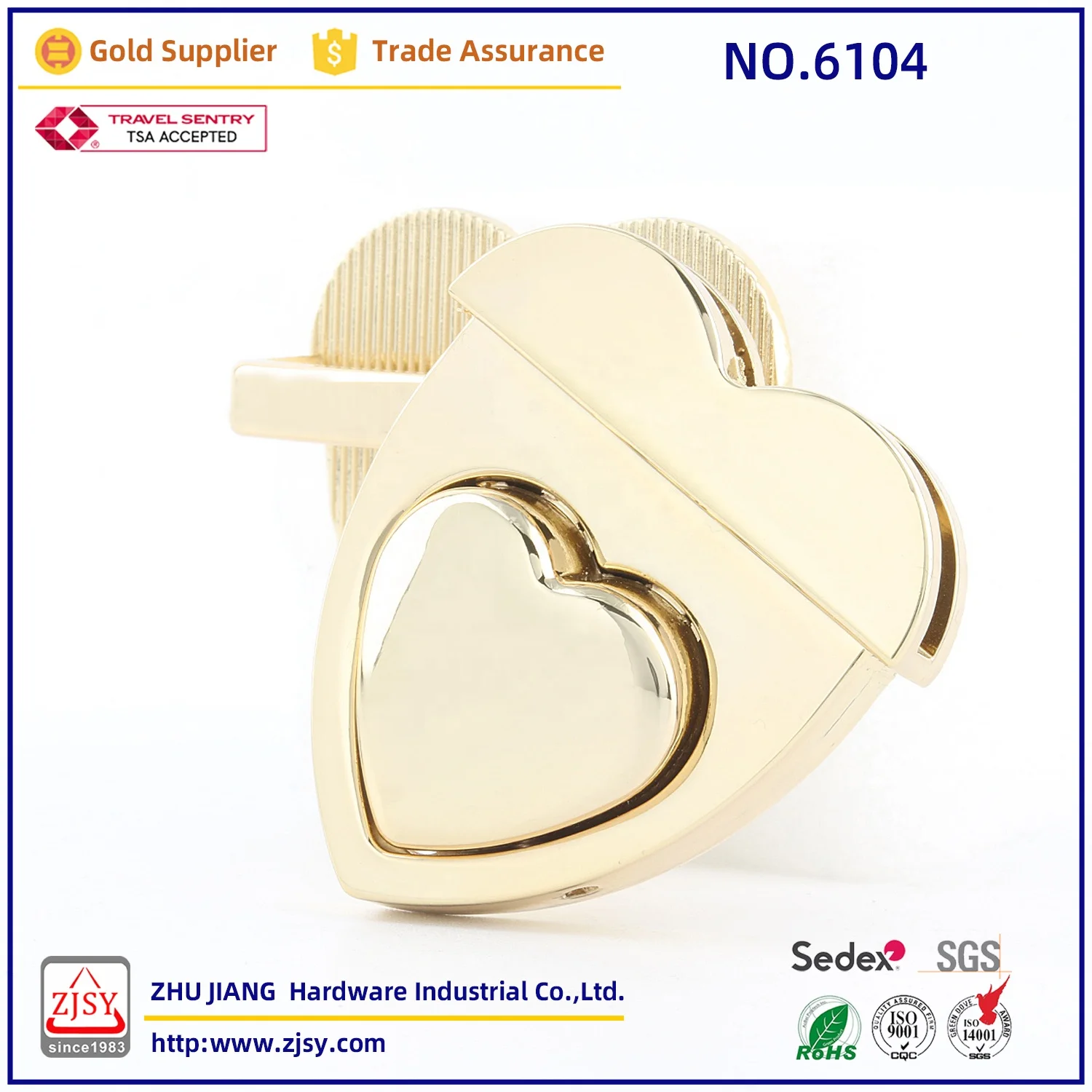 6104 Heart Shape DIY Fashion Decorative Metal Closure Catch Lock Bag Tuck Clasp Lock