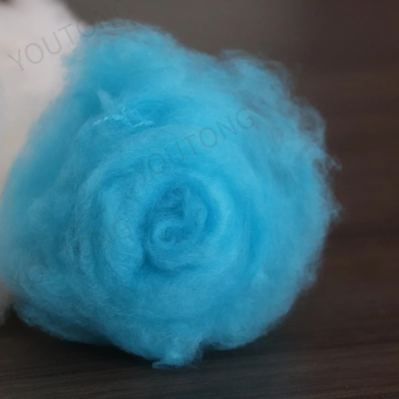 blue colored polyester staple fiber 1.4x38mm yarn fabric use fiber