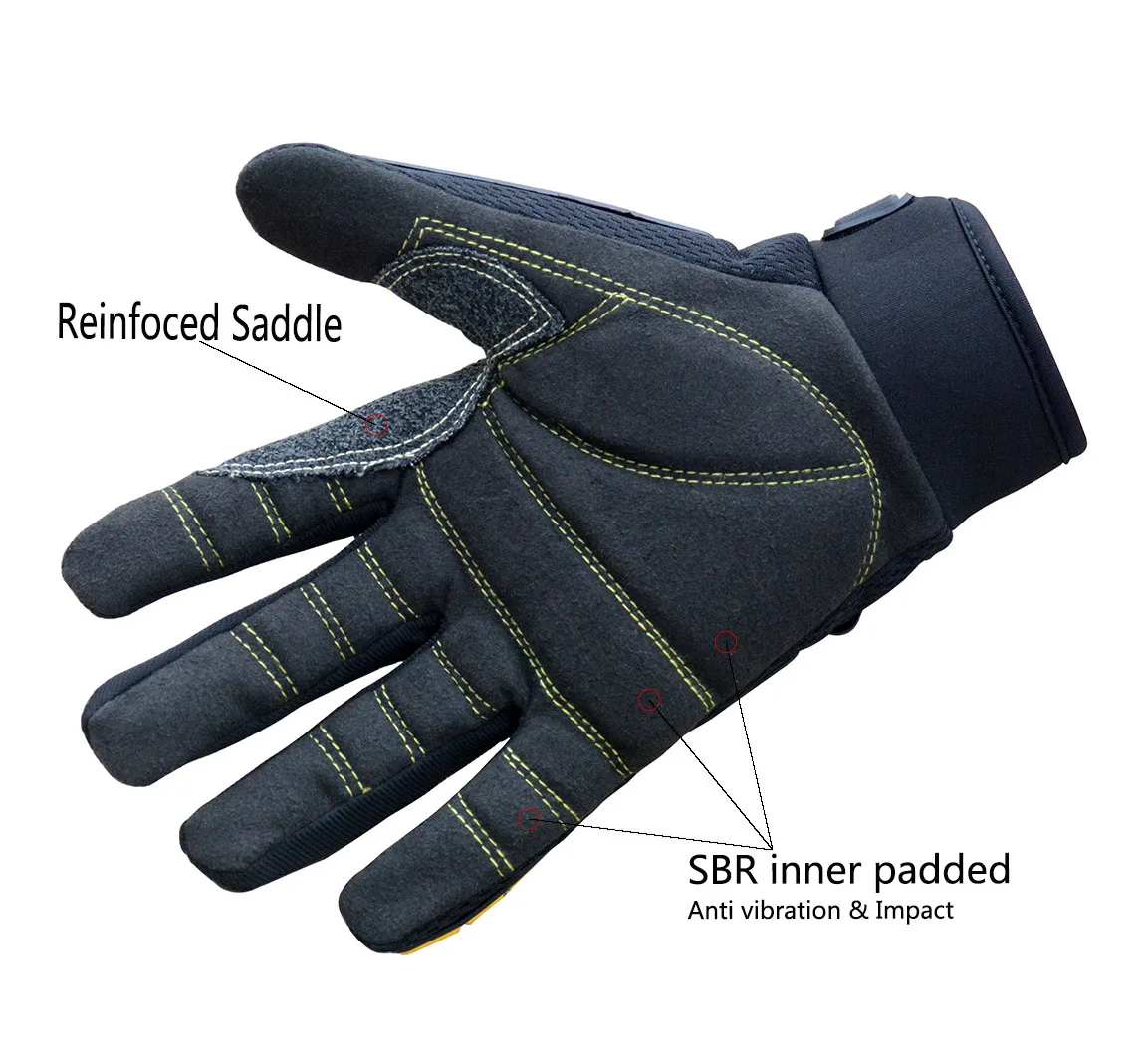 HDD In Stock Vibration-Resistant SBR impact mesh back with TPR synthetic palm gloves oil and gas gloves workout gloves