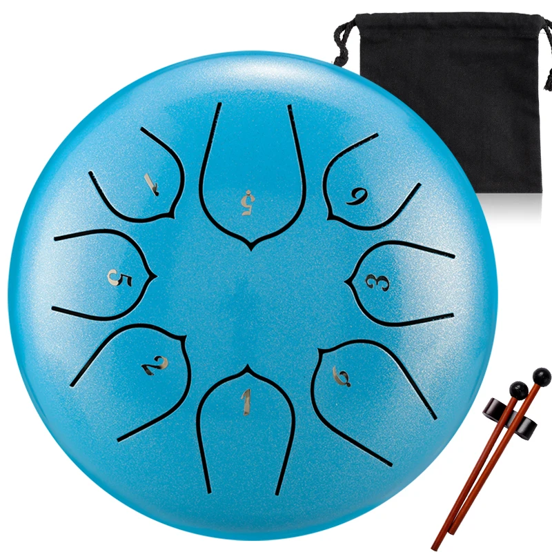 Hluru Lotus  Drum Kid  Mini 8 Note 6-Inch  F Tone Steel Tongue Drum Percussion Musical Instruments For Kids THD8