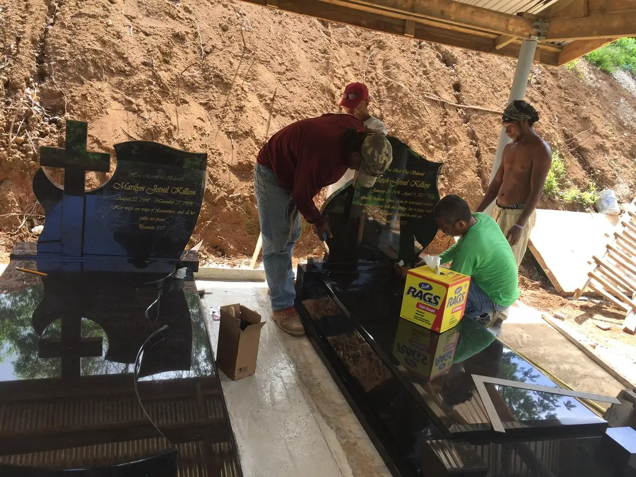 Bahama blue granite tombstone Cross design headstone Cheap customized monuments