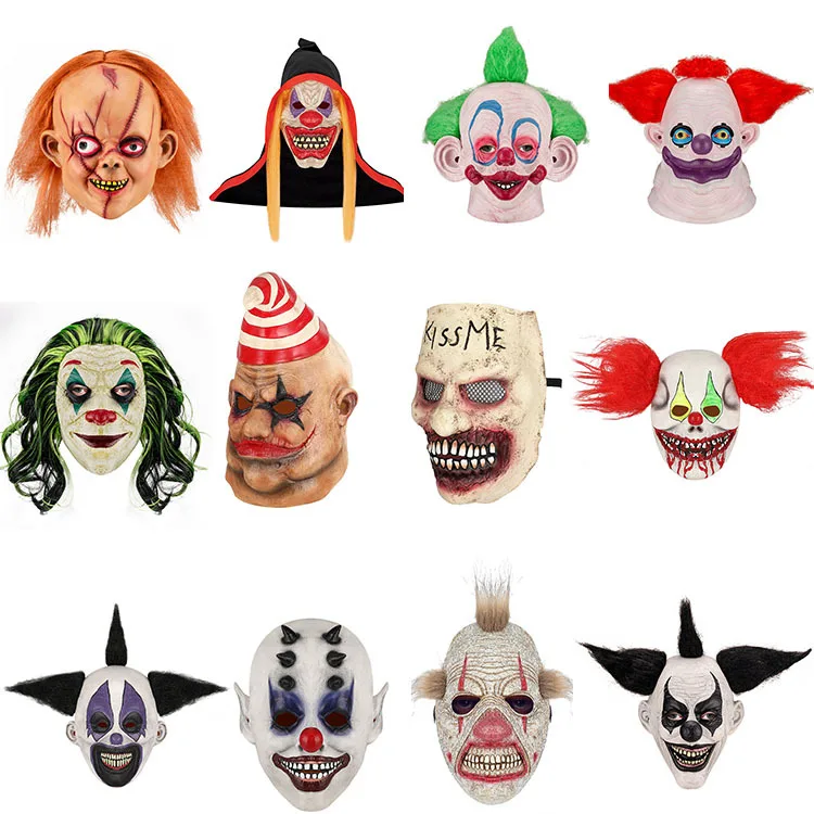 Halloween Clown Head Smile Mask Silicone Face Prop for Scary Bar Show and Masquerade Party party novelties