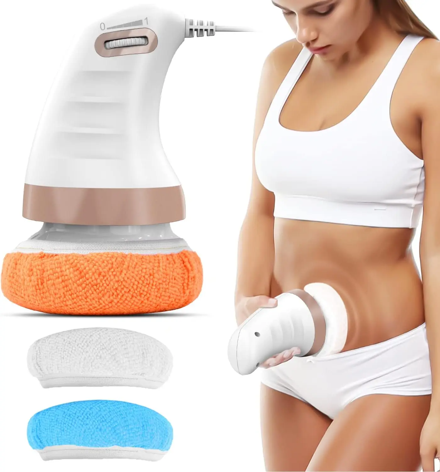 Nowcozy Handheld Body Cellulite Massager with 8 Washable Pads, Beauty Shaping Massager for Belly, Waist