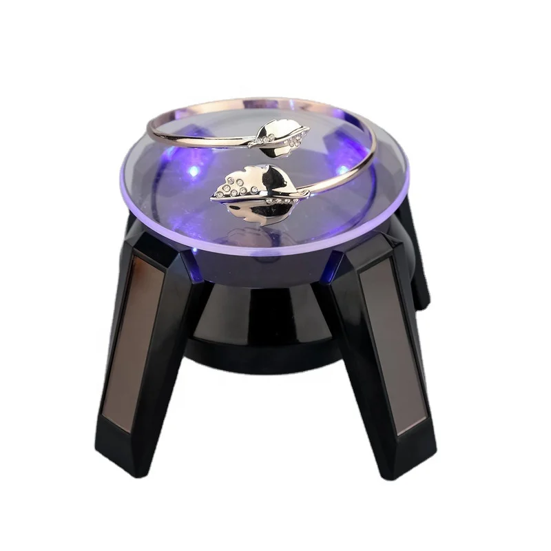 Креативная Солнечная Витрина, круглая Поворотная светодиодная 360, вращающаяся подставка для ювелирных часов