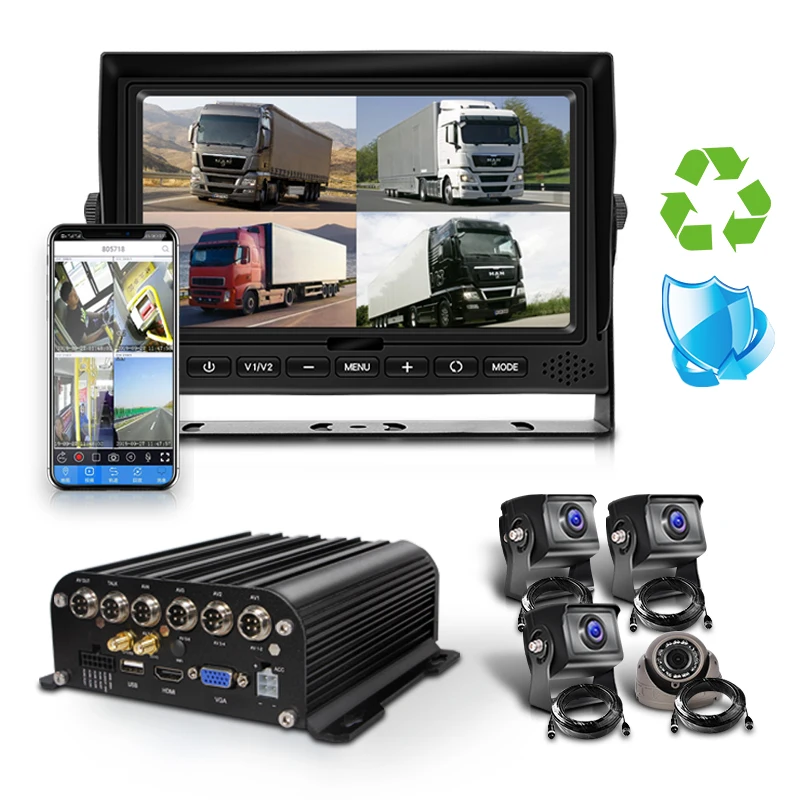 Best Selling 7 Inch U Type Desktop Monitor 4CH 4G GPS HDD DVR 1080P Surveillance System
