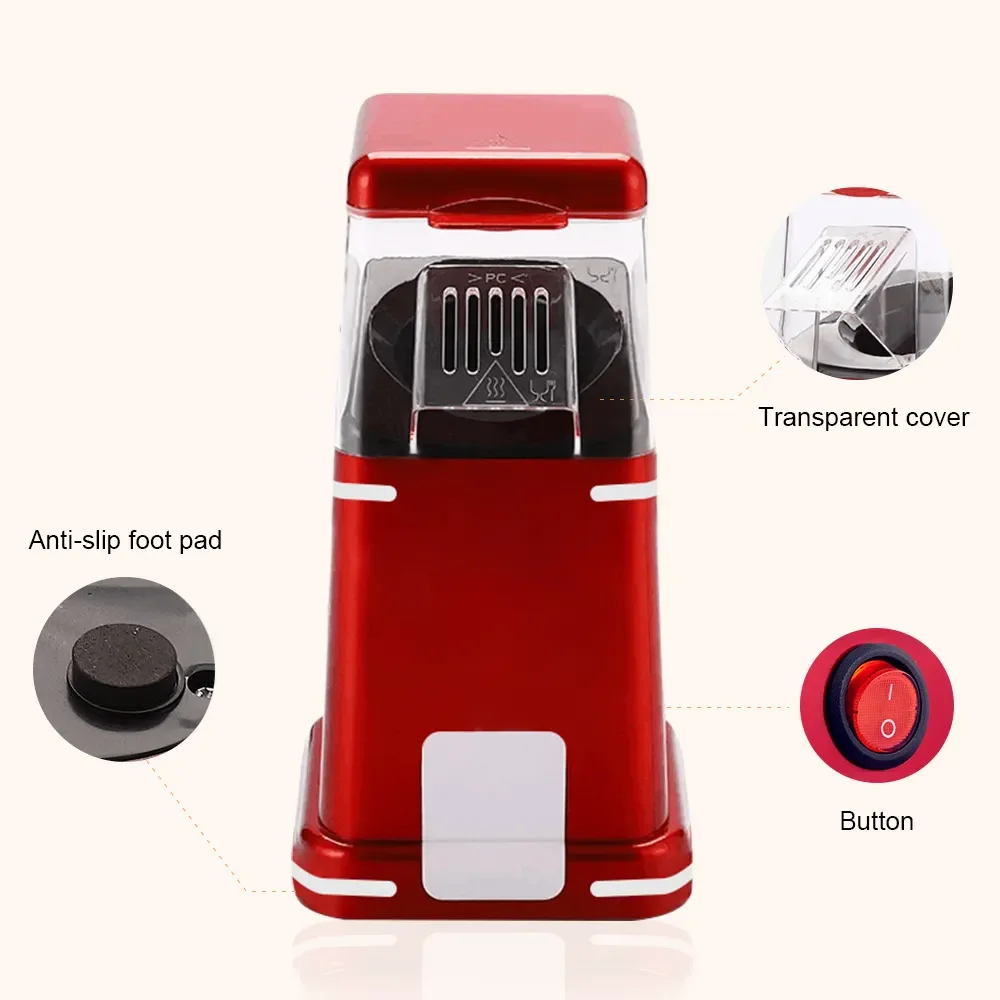 Factory low price ABS Popcorn Maker 1200W electric automatic small household popcorn machine for kitchen