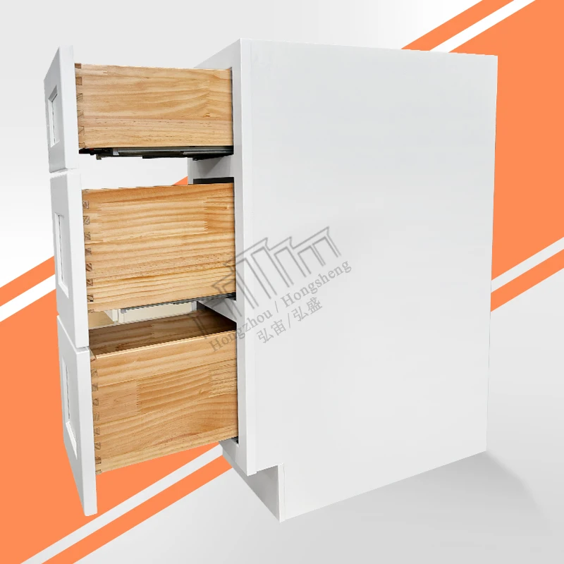American Standard Size DB36 Wooden 3 Drawer Kitchen Cabinet In White US Warehouse In Stock Kitchen Base Cabinets With Drawers