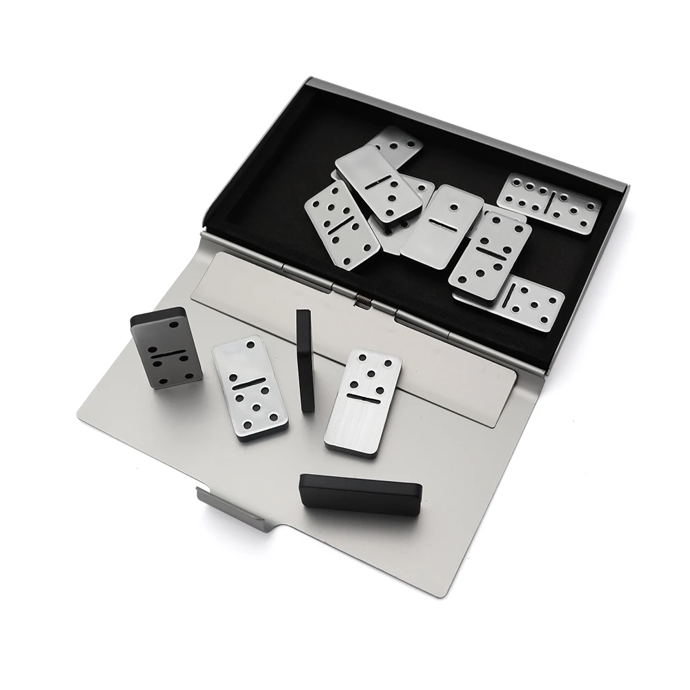 Professional composite aluminum plastic box dominoes set 28pcs mini portable travel package case domino game