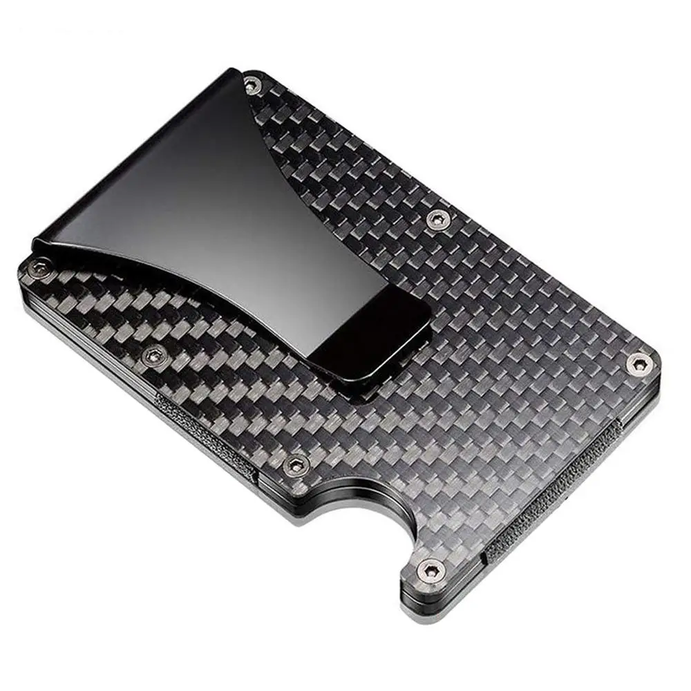 
12 Cards Holder RFID Blocking Wallet Light Durable Aluminum Metal Carbon Fiber Money Clip 