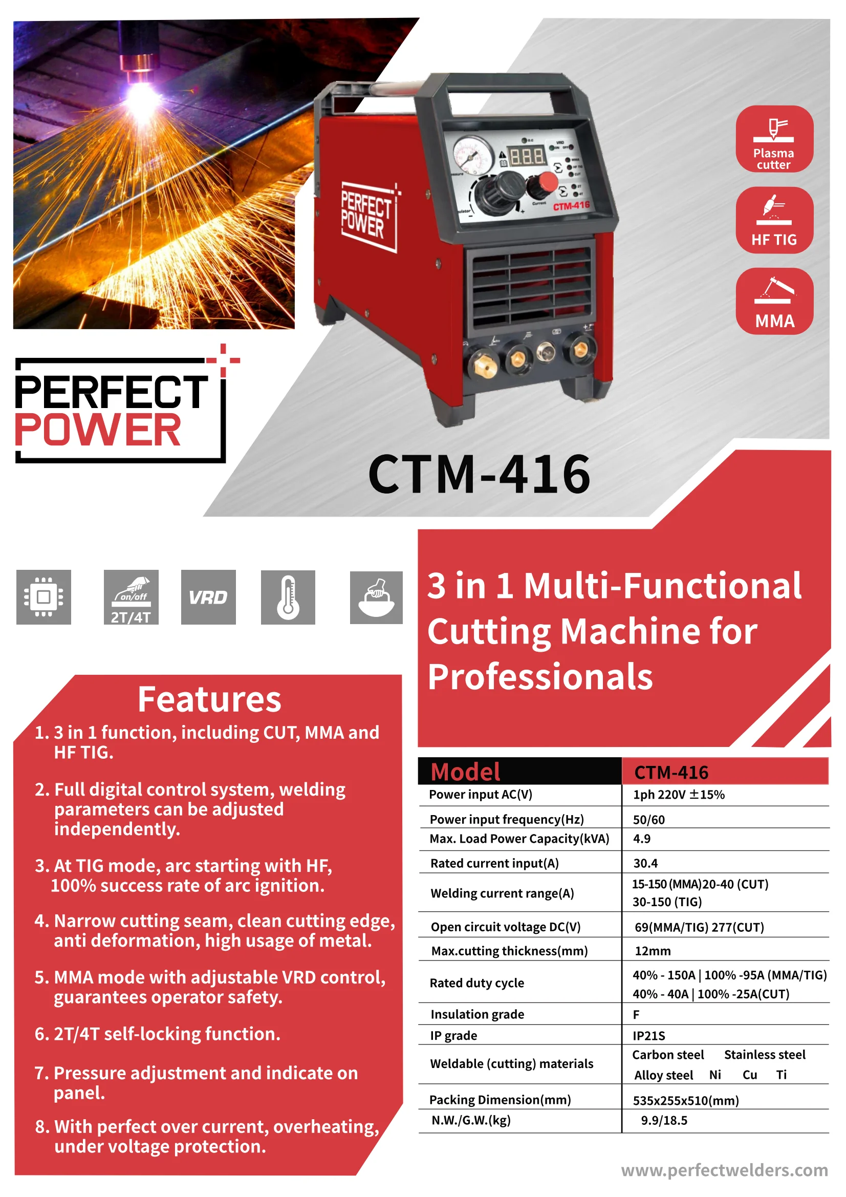 Plasma Cutter MMA MIG TIG Welder 6 In 1 Welding Machine CTM-416 Welding Machine Combo Cutting Machine