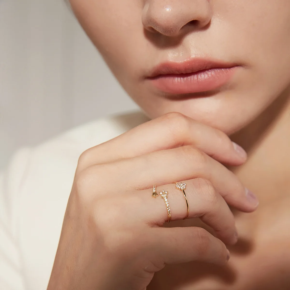 Laodun New Fashion Ins Style Flower Design S925 Jewelry Ring Luxury Gold Plated CZ Stone Sterling Silver Rings Women