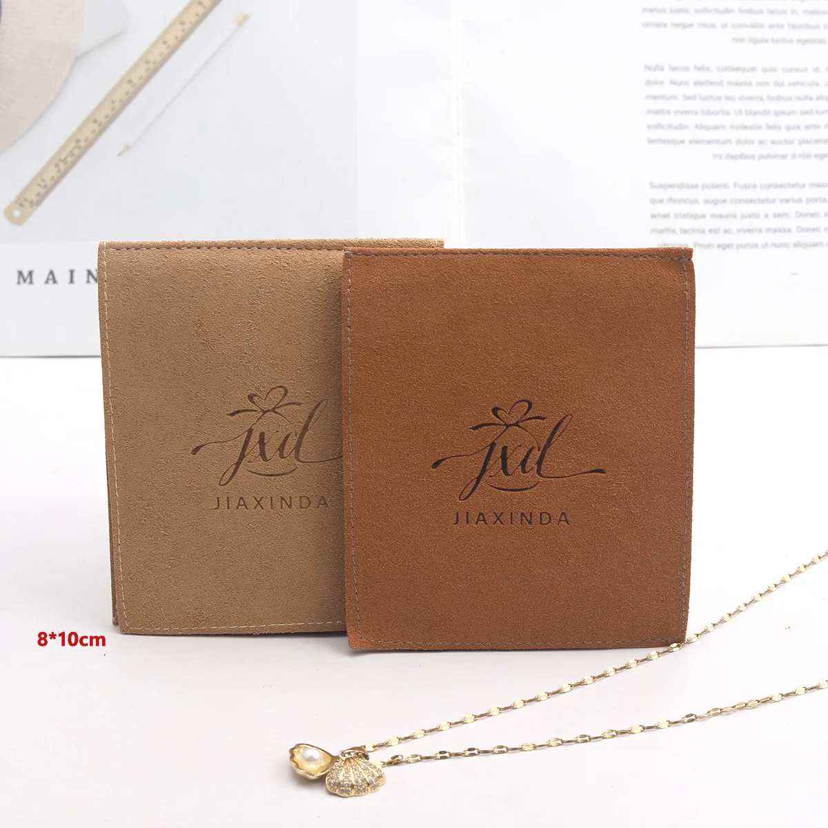 Fflexography Custom Logo Size Microfiber Envelope Jewelry Bag Pouch Dust Packing for Gift Jewelry Necklace Textile Packaging