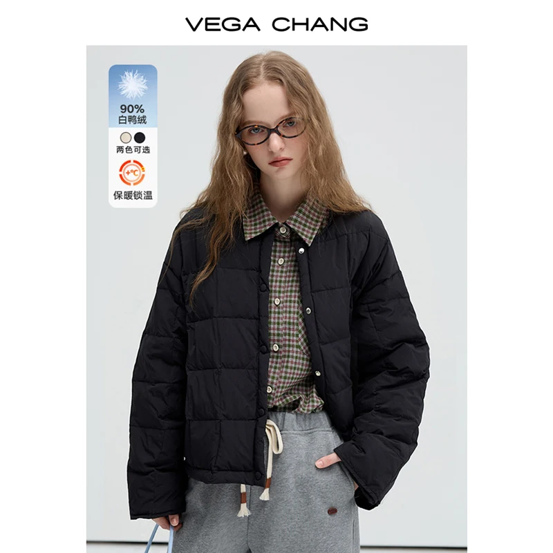 VEGA CHANG  Commuter Korean ins Black Swan Knight Fluffy light 90 White Duck Down Strength Warm Down Jacket