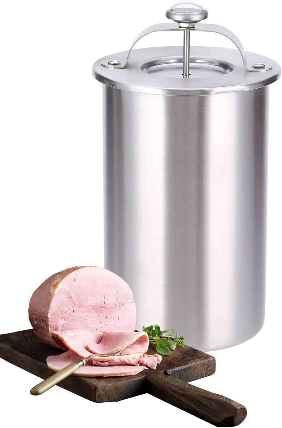 Kitchen Cooking Tools Bacon Ham Maker Metal Ham Press Maker Stainless Steel Meat Press Ham Maker with Thermometer Sandwich Deli