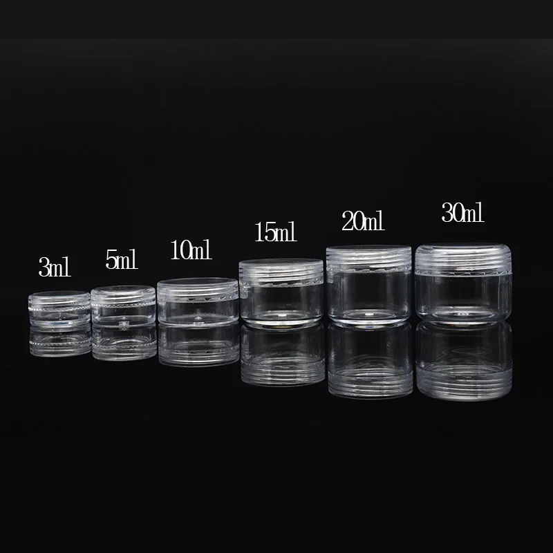 Wholesale Cosmetic Sample Container 30g 2.5g 3g 5g 10g 15g 20g Mini Travel Size Plastic Cosmetic Cream Pot Jar With Colored Lid