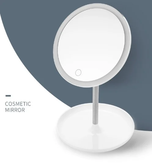 Hot sale round shape design makeup vanity set mirrored high quality home bedroom white beauty table LED touch makeup mirror
