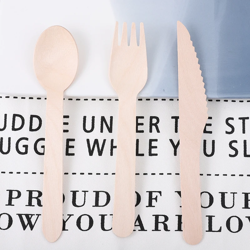 
Factory high quality spoon and fork disposable wooden tableware 