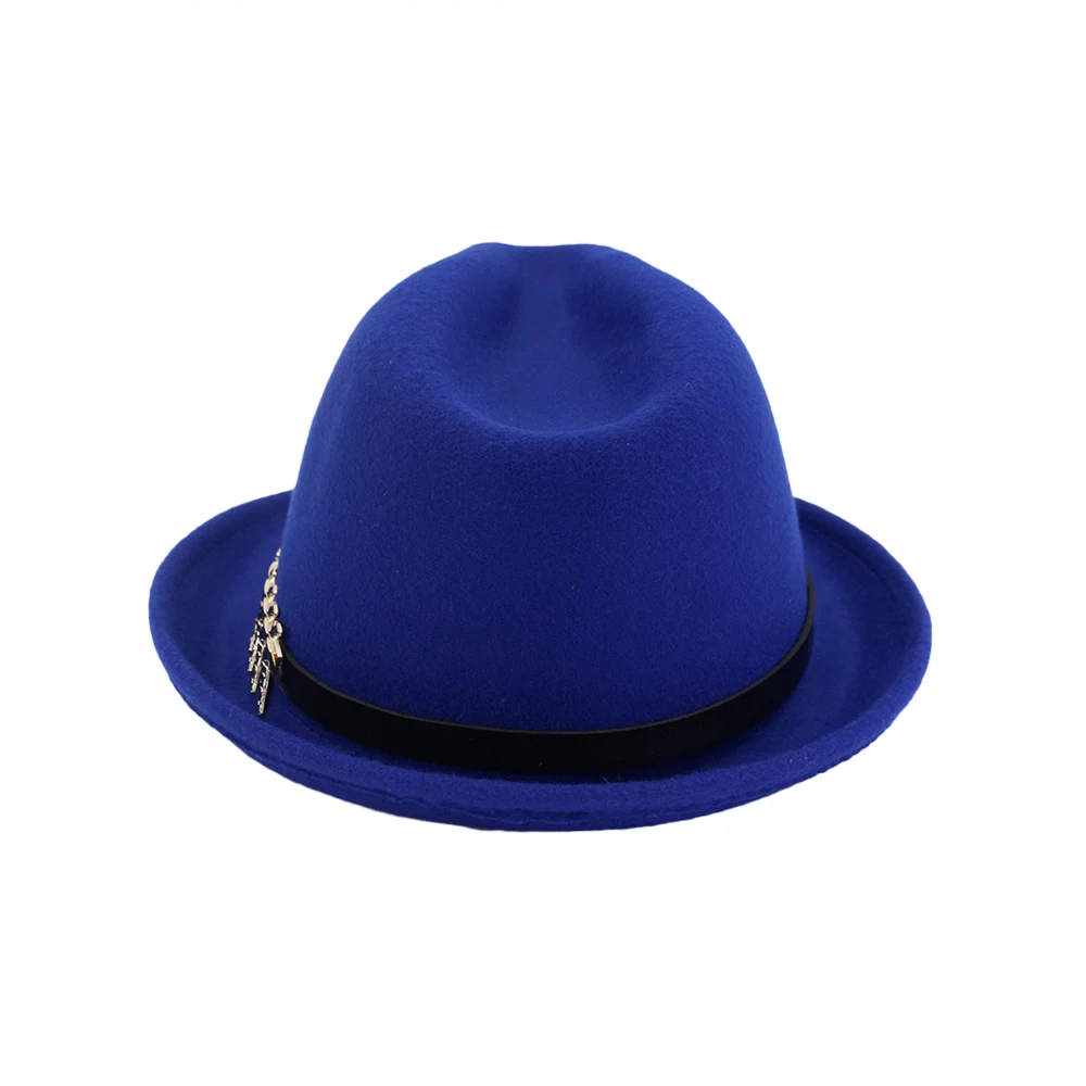 Autumn Winter Trendy Fedora Bucket Hat Classic Wool Dome Round Roll-up Brim Bowler Hats