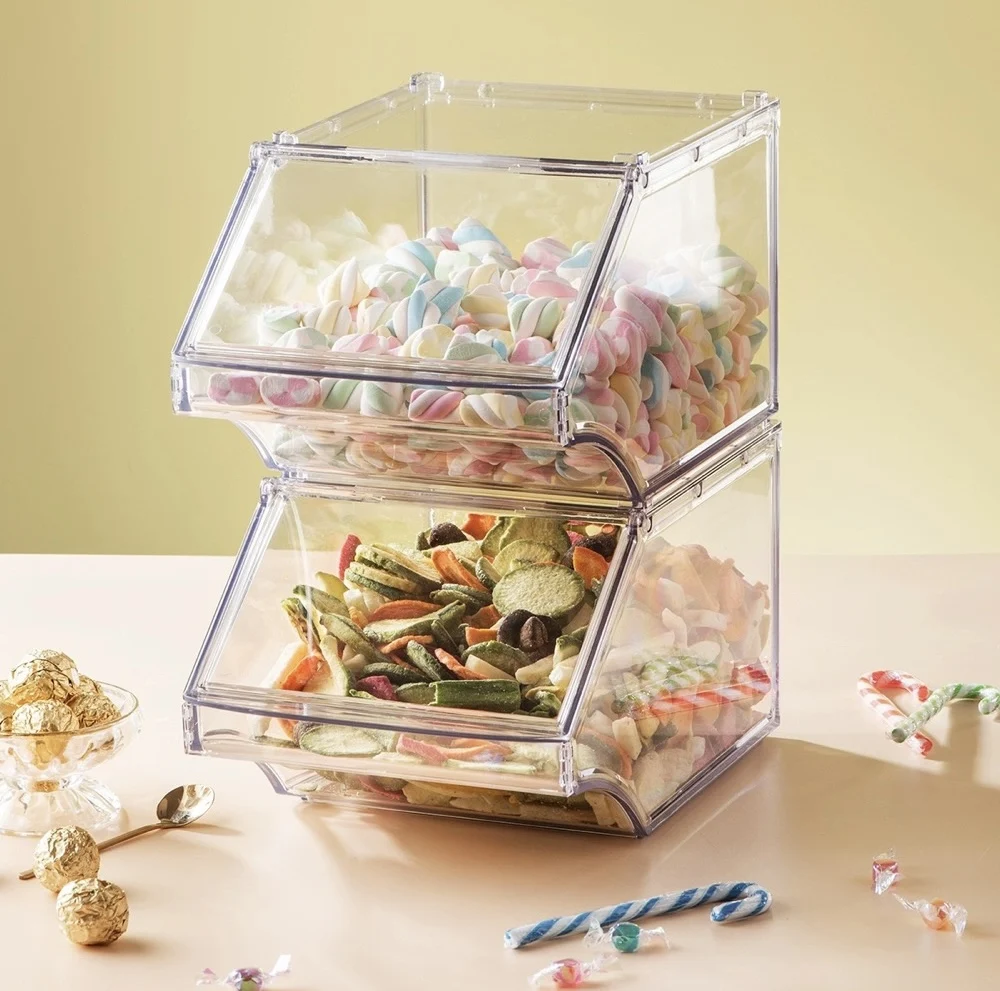 retail acrylic candy bins display/  candy nut dispensers/ counter top acrylic candy bins