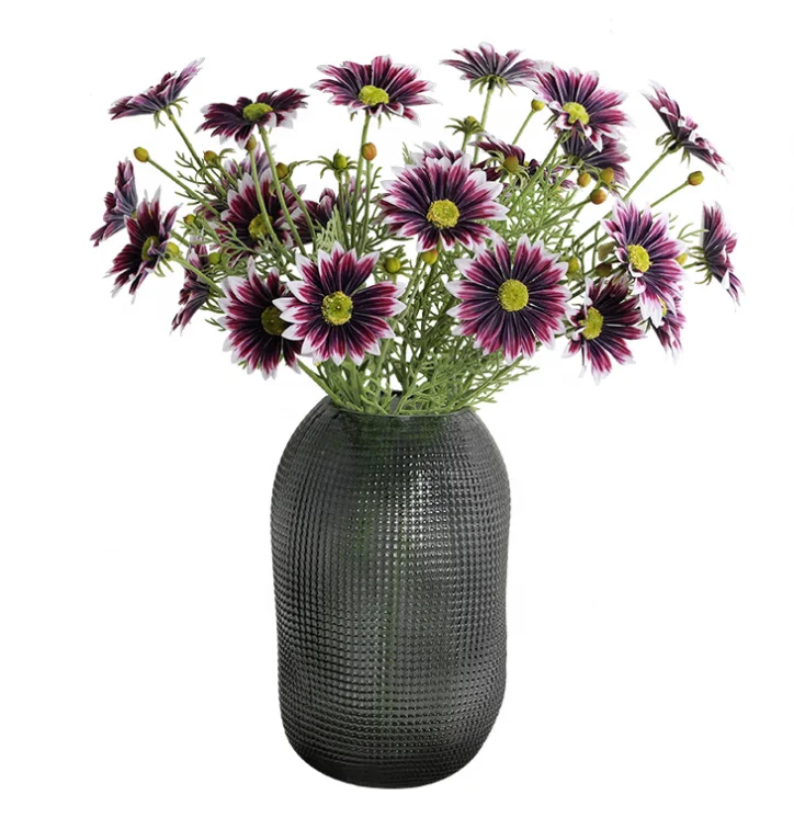 New Arrival High Quality Artificial 4 Heads Latex Daisy Real Touch Flower Yellow For Home Wedding Decoration