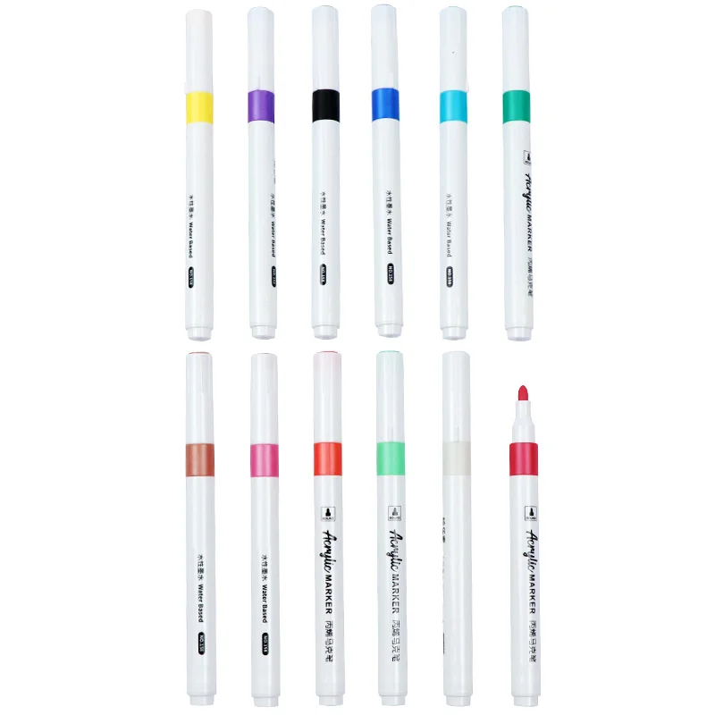Customizable 10-Pack Acrylic Paint Markers Water-Based Permanent on Wood Metal Glass Non-Toxic Highlighters for Marker Pens