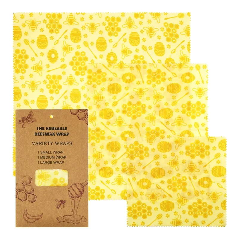2019 Best Selling  Natural Cotton Fabric Beeswax Food Wraps for Sandwich Lunch Pack