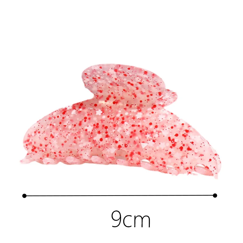 high quality 9cm large pink speckle resin acrylic hair claws customized hair clamp korean style big hair claw clips for women