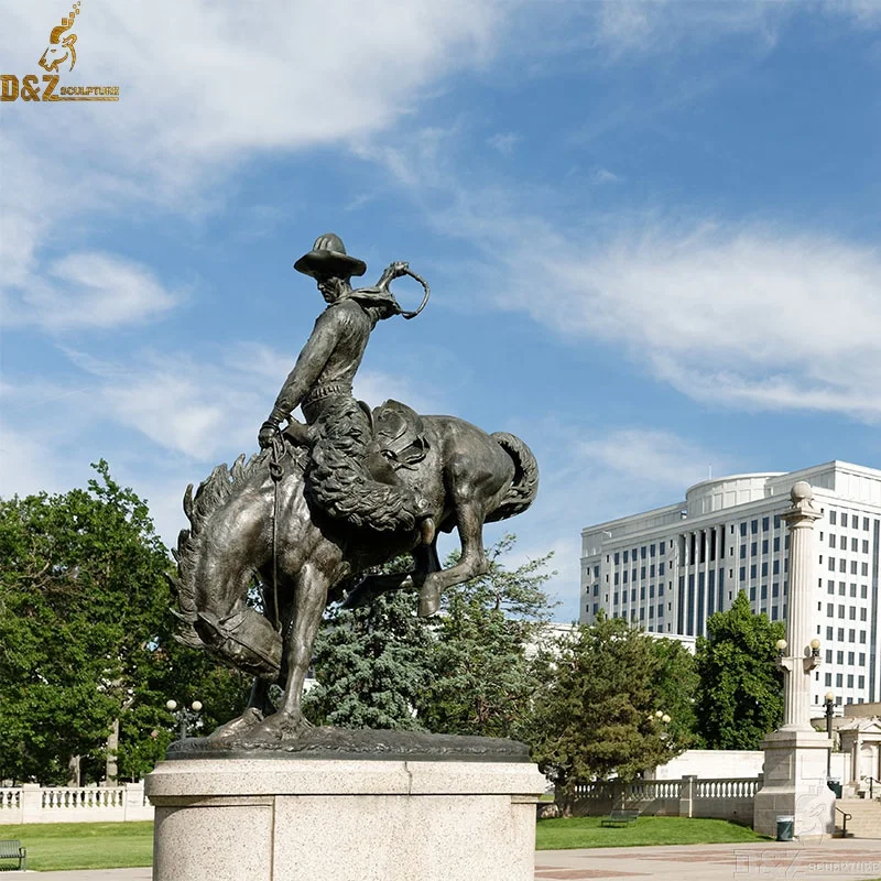 Украшение домашнего парка Античная бронзовая статуя ковбоя в натуральную