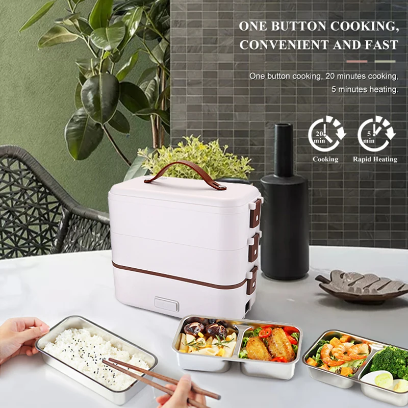 Heating Food Portable Stainless Steel Food Container Warmer Electric Lunch Boxes For Car And Home