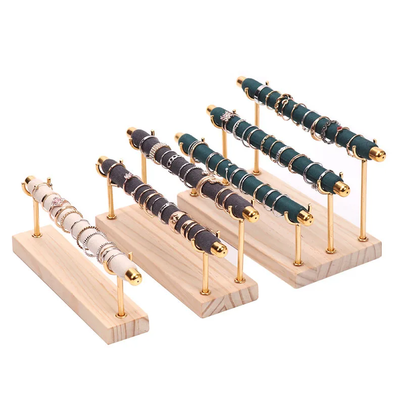 Solid wood Base ring display Rack Sponge stick ring support Multilayer ring storage arrangement Detachable metal rack