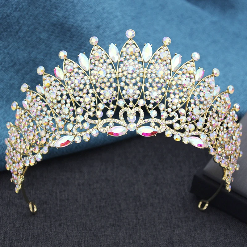 LUOXIN Rhinestone Bridal Crown Hair Accessories Diamond Tiara Wedding Crown For Women