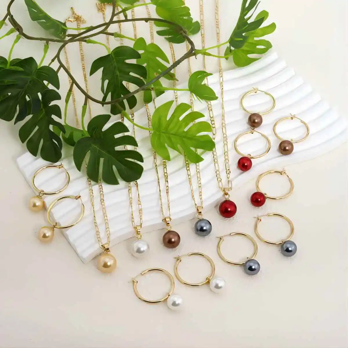Гавайский модные Гибискус plumeriaearrings состоящий из сережек и ожерелья набор 14-каратного золота ювелирные изделия оптом для женщин девочек