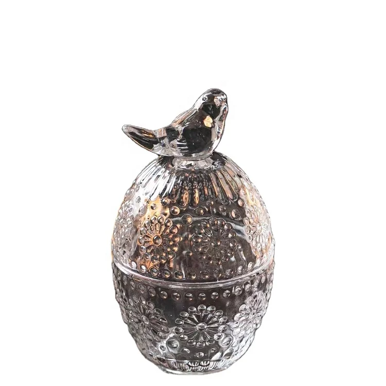 ins Nordic style creative clear glass bird candy jar Indoor vanity cosmetic jewelry jar