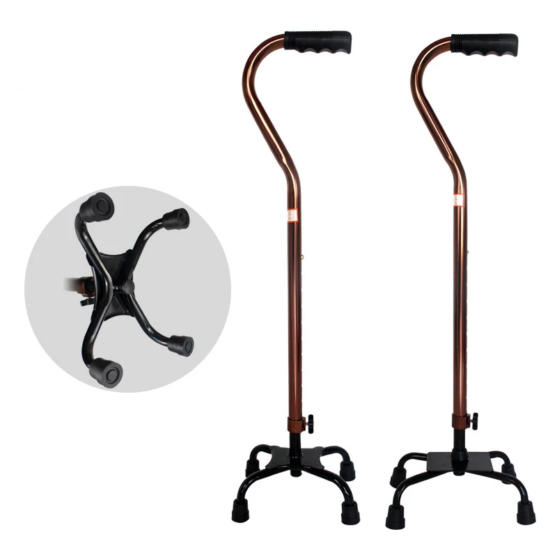Lightweight T-shaped Handle Telescopic Cane with Adjustable Height Four-Legged Walking Stick for Elderly People