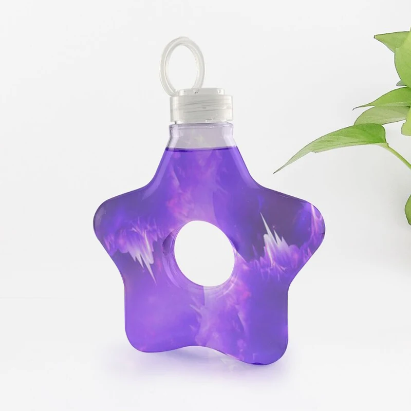 Bottle King Hot sales 500ml New Design Five-pointed Star Shape Plastic Juice Bottle beverage juice bottle with lid