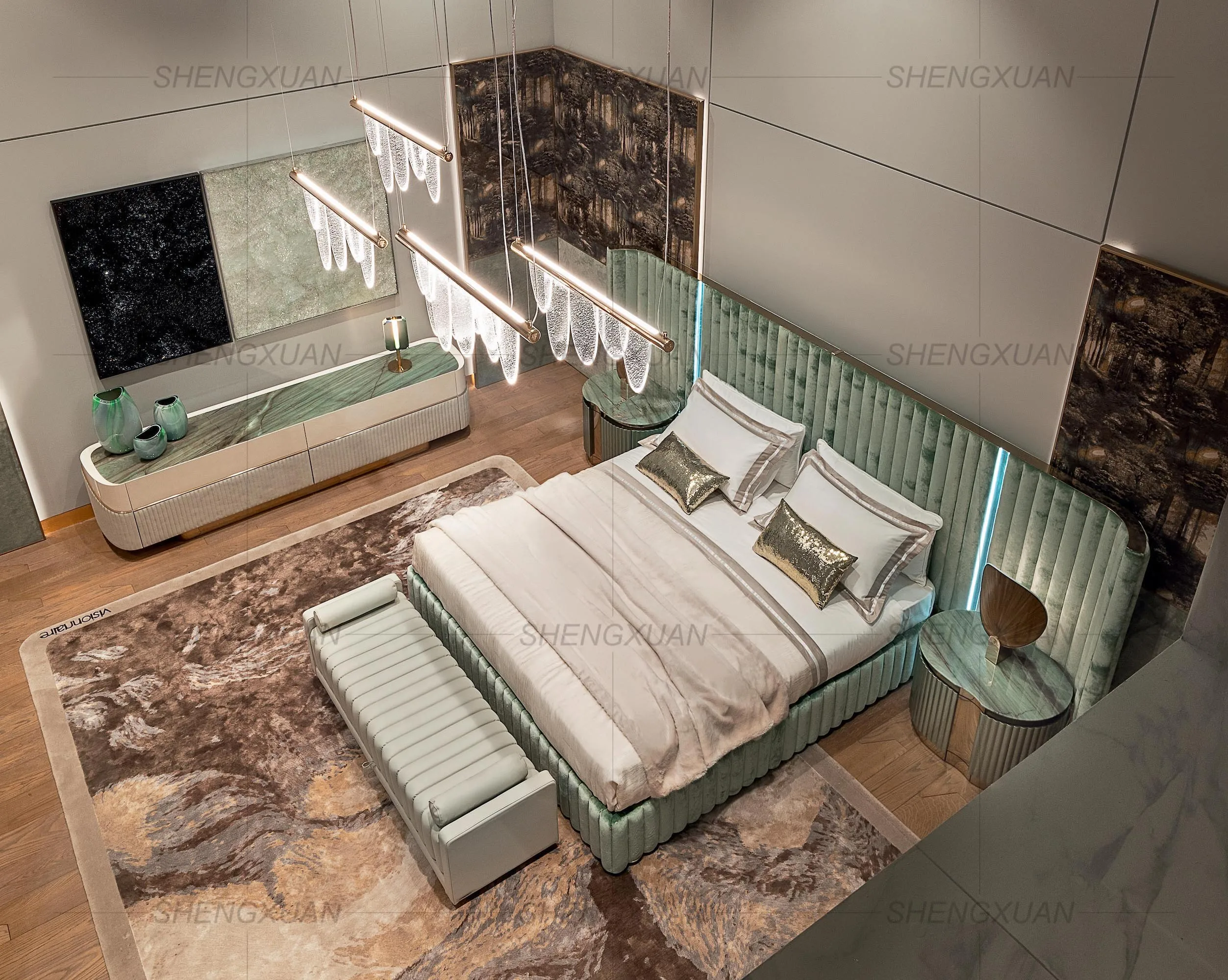 Fabric Velvet Bed Head Board For Bed With Matress Super King Size Bed Frame